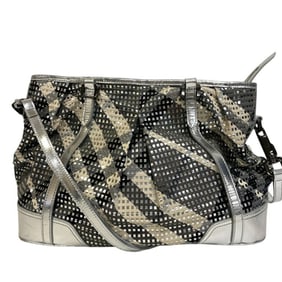 BURBERRY Beat Check Shoulder Bag for Women, Silver