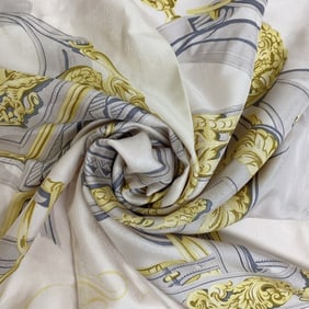 HERMES Carré 140, SURTEINT BRIDES de GALA, ceremonial bridle, beige, unisex scarf/muffler