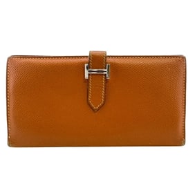 HERMES Bearn Classic Bifold Long Wallet Brown Unisex