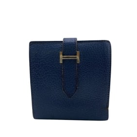 HERMES Flap Bearn Recto Verso Tri-fold Wallet Blue Unisex