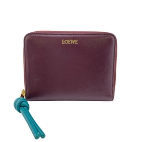 LOEWE Knot Compact Zip Bi-fold Wallet in Red