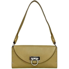 Salvatore Ferragamo bag ec-23986 beige Gancini AU-21 4406 leather flap for women