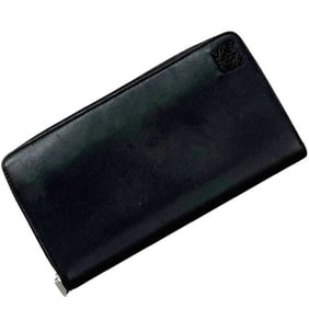 LOEWE Round Long Wallet ec-24170 Black Anagram 133.87.L92 Leather 261506 Zip Men's Women's