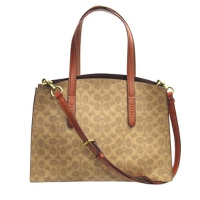 COACH Signature Charlie Carryall Canvas 2-Way Hand/Shoulder Tote Bag 31210 Beige Women's