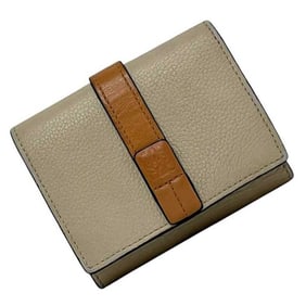 Loewe Trifold Wallet ec-24117 Beige Brown Anagram C660TR2X01 Compact Leather 262147 LOEWE Men's and