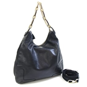 Anya Hindmarch Shoulder Bag 2111014 99 Black Leather Canvas Chain Women's ANYA HINDMARCH