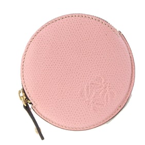 LOEWE Anagram Pink Leather Coin Case, Compact Wallet, Mini Round, Women's