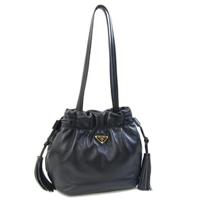 Prada Tote Bag 1BG541 Black Leather Nappa Tassel Women's PRADA