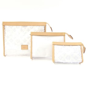 Louis Vuitton Trio Poche Toilette Pouch Set M11390 in Natural and Clear, Recycled Polyester Leather,