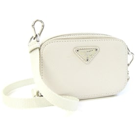 Prada Shoulder Bag 2TT105 Ivory White Leather Saffiano Crossbody Pouch for Men and Women