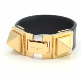 Yves Saint Laurent Saint Laurent Paris Bracelet 340571 Black Leather Metal Stud SAINT LAURENT PARIS