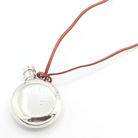 Hermes perfume bottle necklace in silver, brown, sterling and leather.