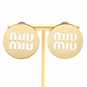 Miu Miu Miu Earrings 5JO849 Gold Metal Ear Cutout Round Stud for Women MIU