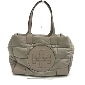 Tory Burch Logo Shoulder Bag Tote Nylon/Leather Women's Gray