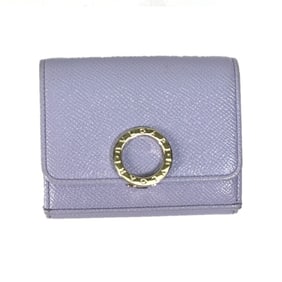 BVLGARI Compact Tri-fold Wallet Leather Women's Purple