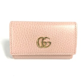 GUCCI 456118 GG Marmot Double G 6-Ring Key Case, Leather, Women's, Pink
