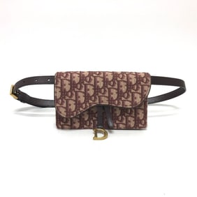 Christian Dior Trotter Saddle Belt Pouch/Waist Pouch/Body Bag in Canvas/Leather, Women's, Bordeaux