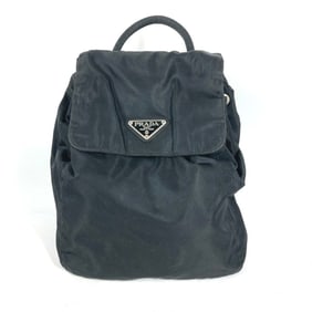 PRADA Triangle Logo Plaque Backpack in Nylon, Women's, Black