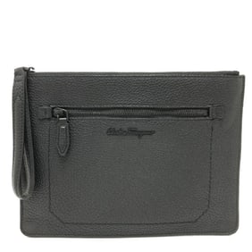 Salvatore Ferragamo logo clutch bag in black leather for men