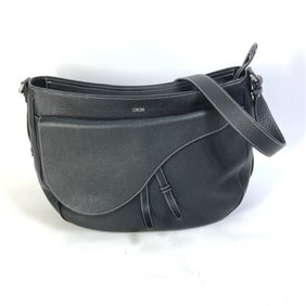 Christian Dior Dior 1ADHO023UL Oblique Saddle Soft Shoulder Bag in Black Leather