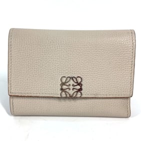 LOEWE Anagram Vertical Wallet C821S33X07 Small Compact Trifold Leather for Women in Light Ghost