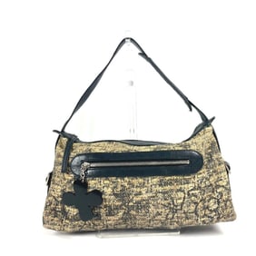CHANEL Camellia CC Coco Mark Shoulder Bag in Canvas/Leather, Black