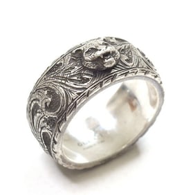 Gucci Tiger Head Arabesque Garden Ring Sterling Silver Ag925 Size 15