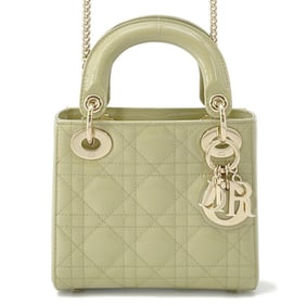 Christian Dior Lady Cannage Mini Patent Leather Handbag 2-Way
