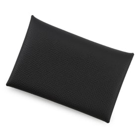 Hermes Hermès Calvi Black Card Case with Epson B Stamp. Case.