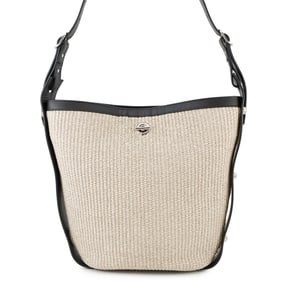 Balenciaga shoulder bag, raffia and leather, 410224, black