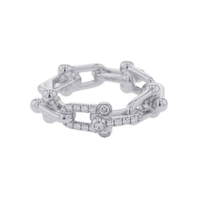 Tiffany & Co. Ring Hardware Small Link with 0.26ct Diamonds in 18K White Gold, Size 72669290