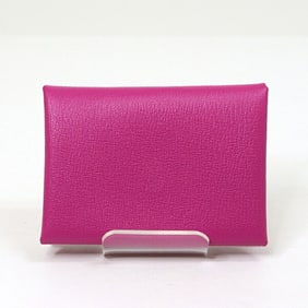 Hermes HERMES Calvi Duo Chevre Pink Purple W Stamp Card Case Coin