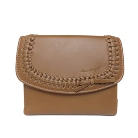 Salvatore Ferragamo Ribbon Bifold Wallet Leather Women's