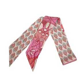 HERMES Twilly Coup de Fouet au Bloc Scarf Muffler Pink