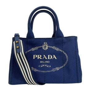 PRADA Canapa 2-way shoulder bag with interior stripes, navy, 1BG439, for women