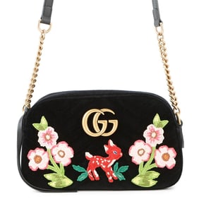 Gucci GG Marmont Bambi Velour Shoulder Bag 447632 GUCCI Black