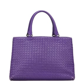 Bottega Veneta Intrecciato Handbag Tote Bag Purple Leather Women's BOTTEGAVENETA