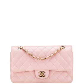 CHANEL Coco Mark Matelasse 25 Double Flap Chain Shoulder Bag in Pink Caviar Skin for Women