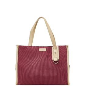 Burberry Check Handbag Tote Bag Purple Beige Canvas Leather Women's BURBERRY