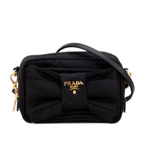 Prada Logo Ribbon Shoulder Bag Pouch Black Nylon Women's PRADA