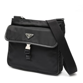 PRADA Saffiano Leather Shoulder Bag 2VH119 Nylon Black E-159102