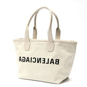 Balenciaga BALENCIAGA Jumbo Small Tote Bag 692068 Canvas Leather Natural Greige S-159082