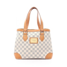 Louis Vuitton Hampstead PM Tote Bag, PVC-Coated Canvas and Leather, Damier Azur, Women's, White,