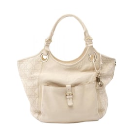 Christian Dior Cannage Tote Bag, Leather, Women's, Beige