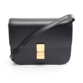 Celine Classic Box Medium Shoulder Bag, Leather, Women's, Black