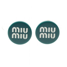 Miu Miu Miu logo earrings in gold-plated Plexiglas, green, for women.