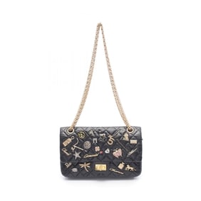 CHANEL 2.55 Matelasse Mademoiselle Chain Shoulder Bag, Leather, Women's, Black