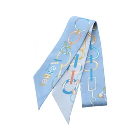 Hermes Hermès Twilly Do Re Boucles Silk Scarf for Women, Blue/Multicolor