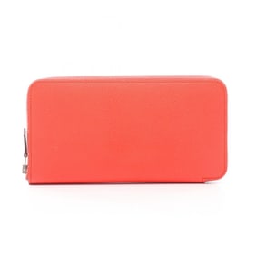 Hermes Hermès Azap Long Silkin Round Wallet, Leather, Epsom Women's, Red