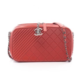 CHANEL Coco Boy Camera Bag Shoulder in Lambskin, Women's, Bordeaux, A92655
